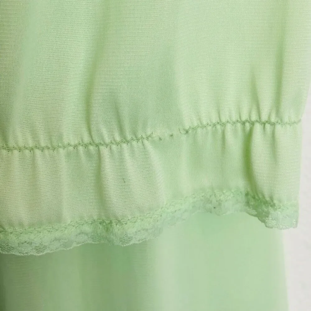 Vintage Womens Night Gown & Robe Set M Light Green Maxi Cottagecore St Patricks - Picture 12 of 15